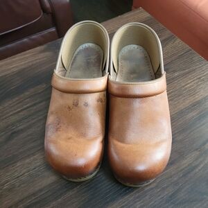 Dansko Leather Staple Slip On Clogs Women Size 42 W Comfort Professional Boho